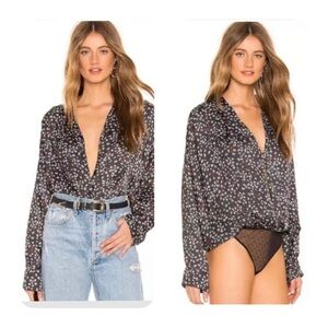 Free People | Intimately Ladylike Lady Butterflies Bodysuit XS Navy White Red